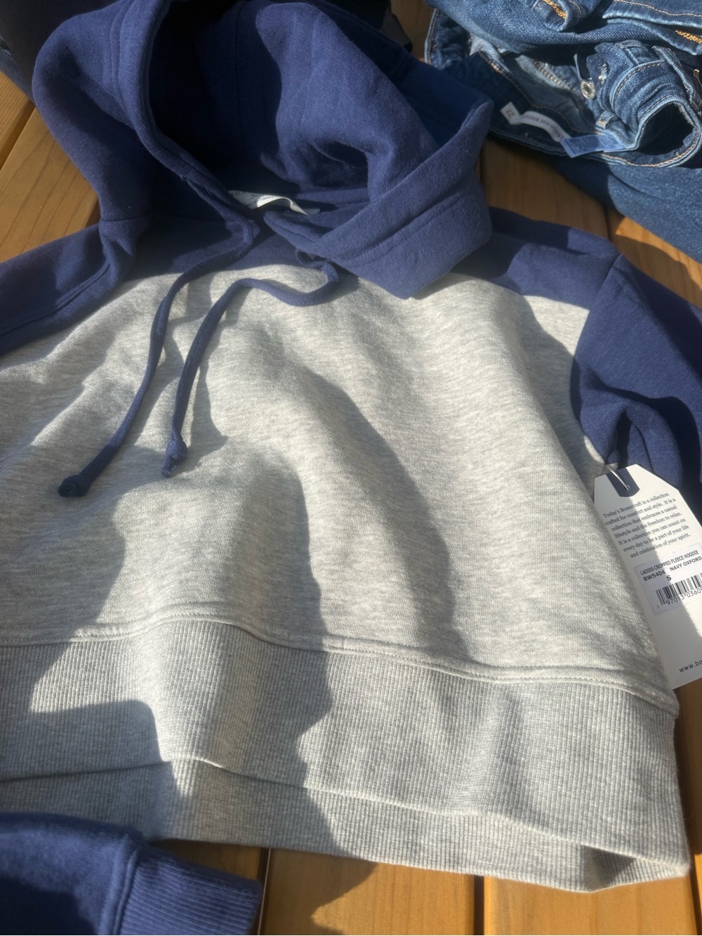 boxercraft Navy and Light Gray Women's Two-Tone Hooded Sweatshirt